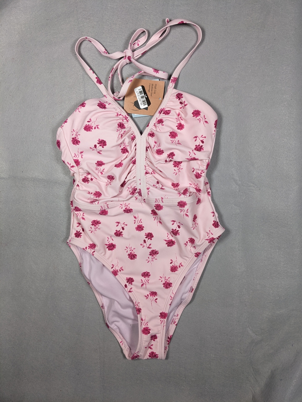 Shade & Shore Light Pink Floral Halter One-Piece Swimsuit